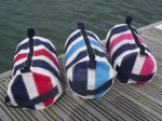 a) Striped wash bags