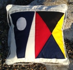 Personalised square cushion with Signal Flags
